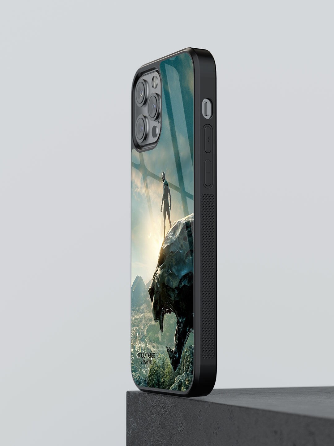 

macmerise Blue & Black Printed Panther Glorified Glass iPhone 13 Pro Max Back Case