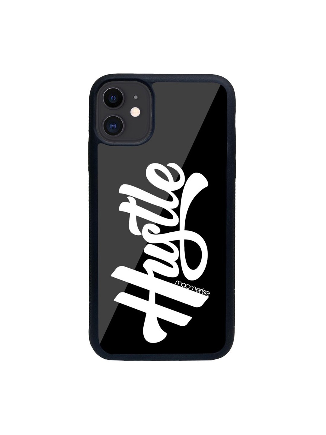 

macmerise Black Printed Glass iPhone 11 Back Case