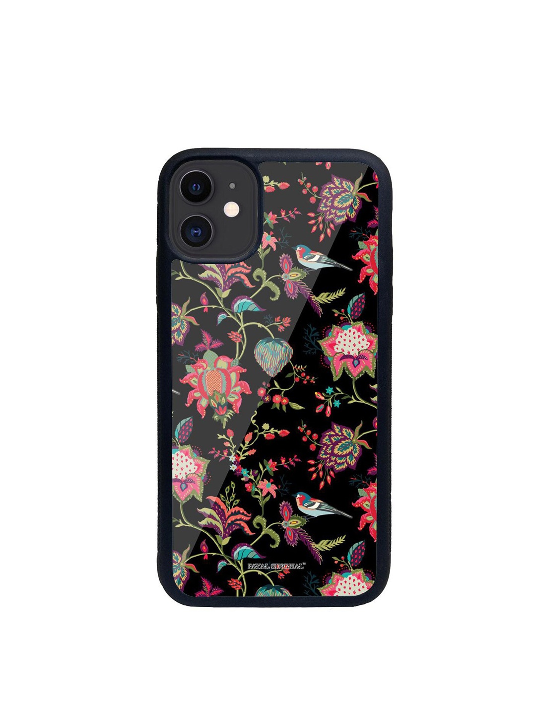 

macmerise Black Printed Chidiya Glass iPhone 11 Back Case