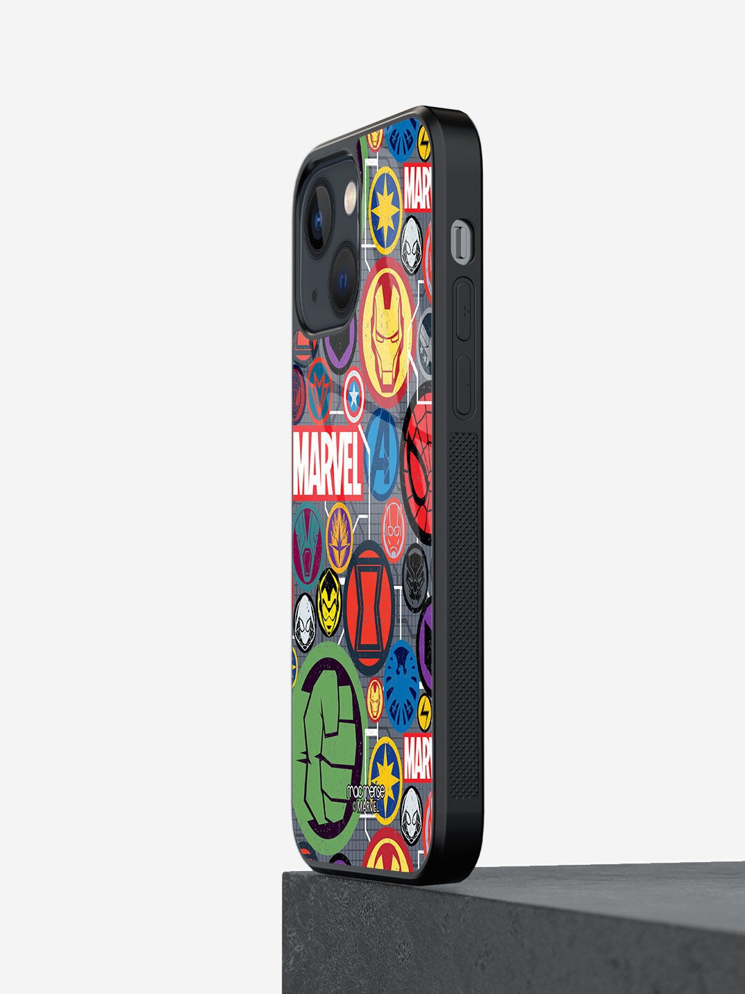 

macmerise Green & Red Printed Marvel Iconic Mashup Glass iPhone 13 Back Case, Multi