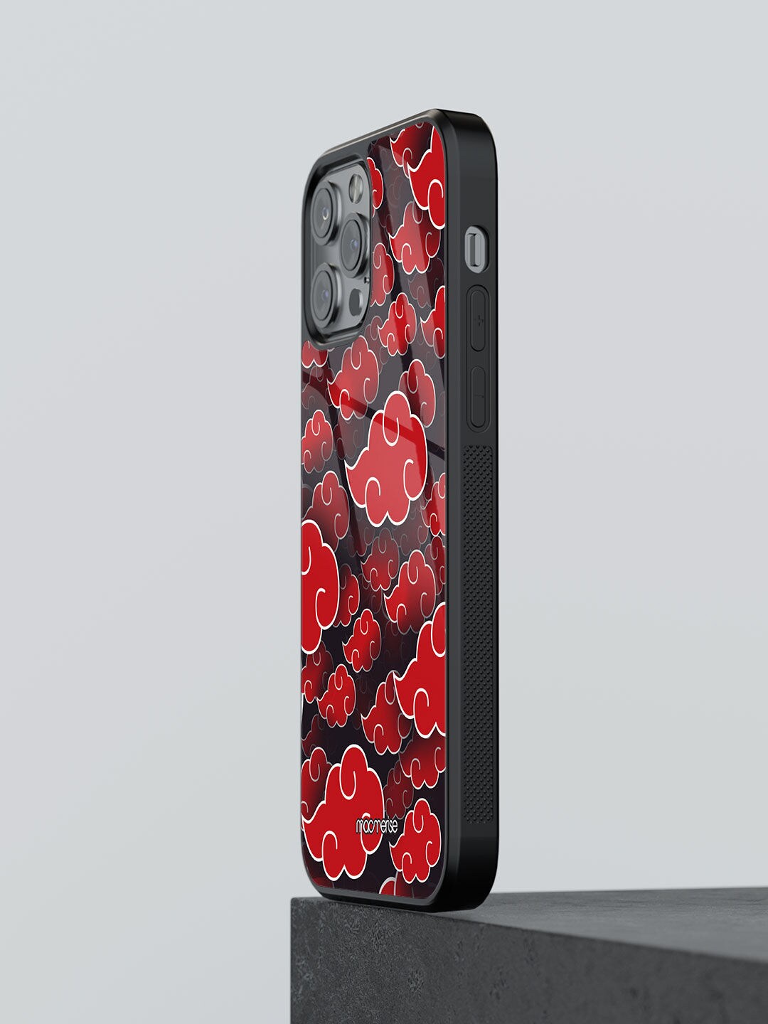 

macmerise Adults Black & Red Printed Camo Glass iPhone 12 Pro Max Back Case