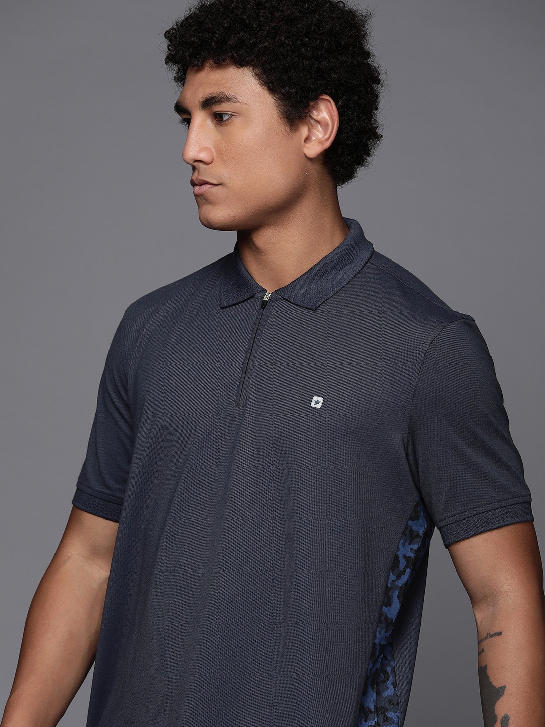 

Louis Philippe ATHPLAY Men Navy Blue Polo Collar T-shirt