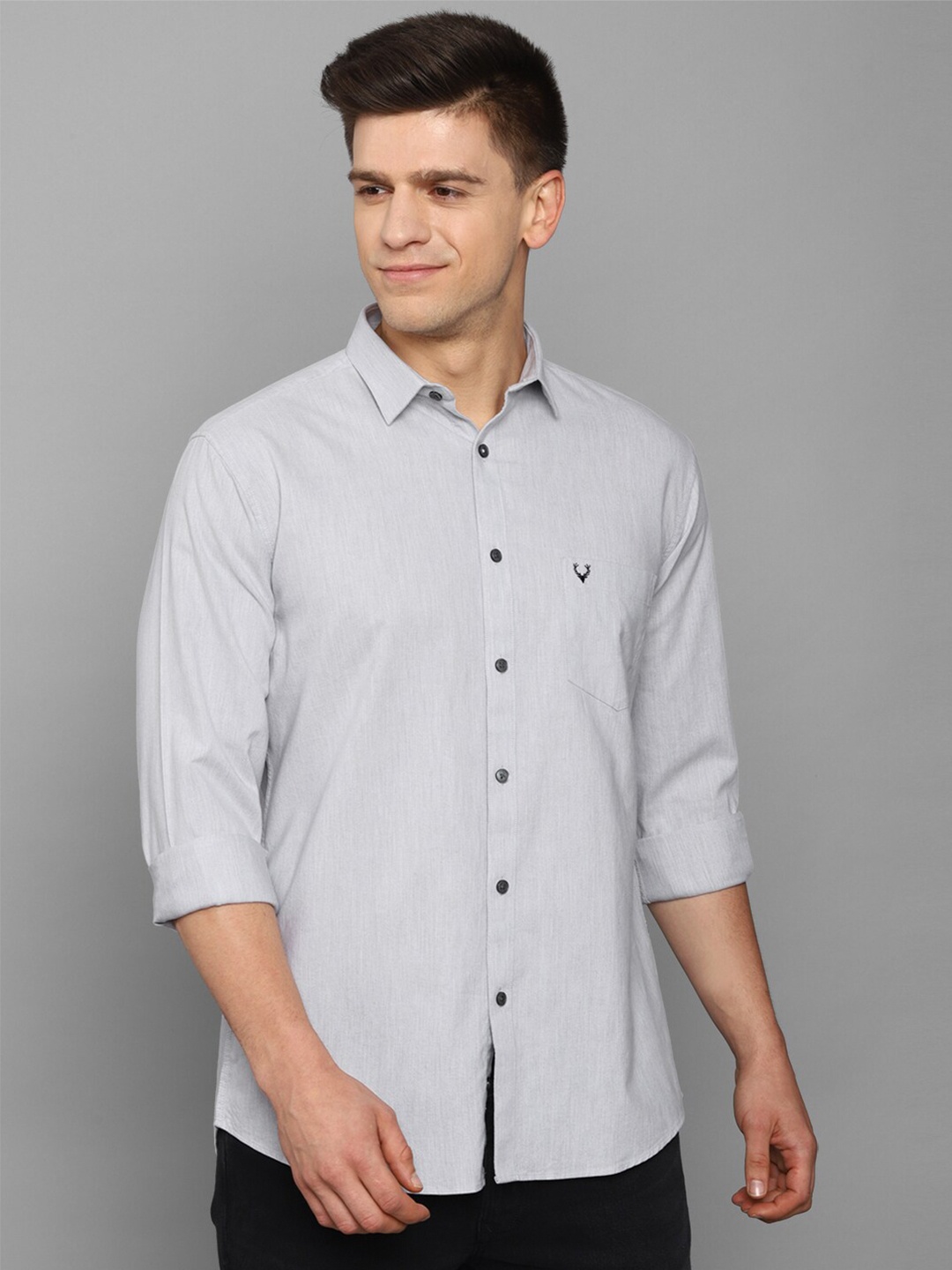 

Allen Solly Men Grey Slim Fit Striped Casual Shirt