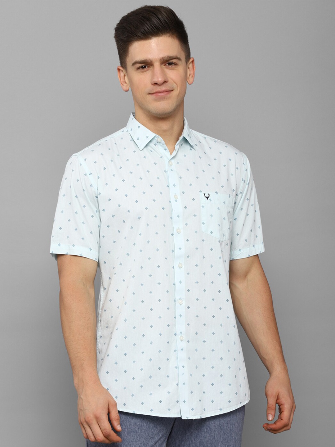 

Allen Solly Men Blue Slim Fit Printed Cotton Casual Shirt