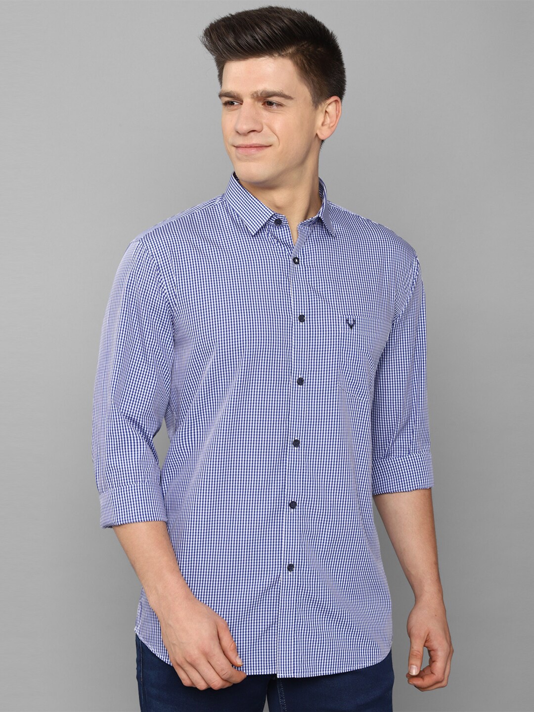 

Allen Solly Men Blue Slim Fit Micro Checks Checked Cotton Casual Shirt
