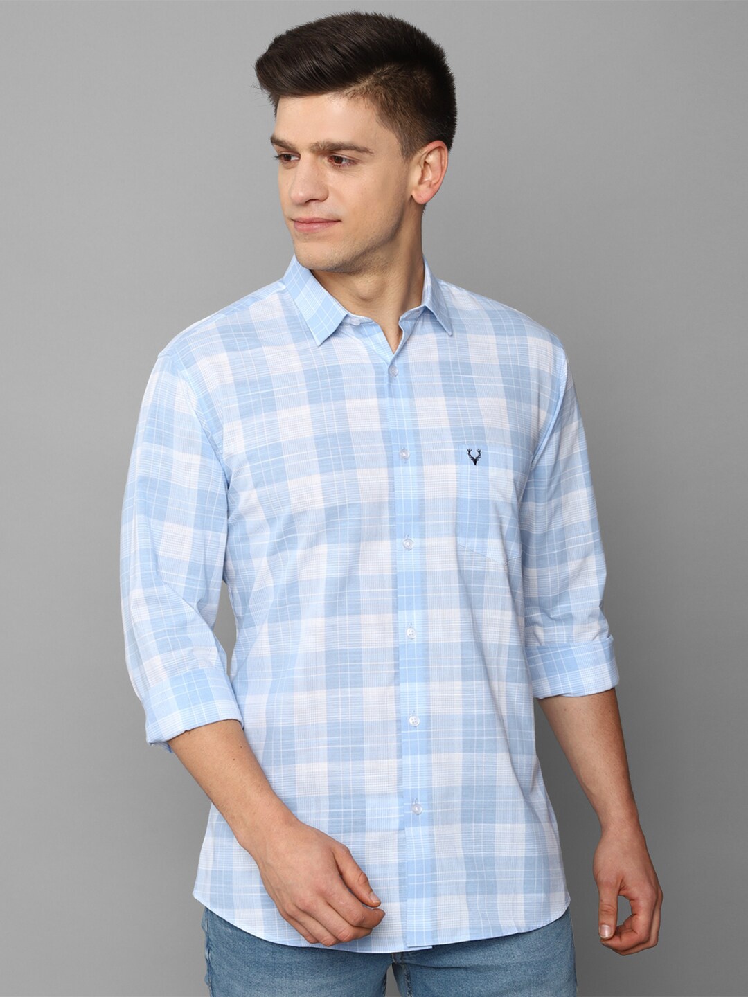 

Allen Solly Men Blue Slim Fit Gingham Checks Checked Casual Shirt