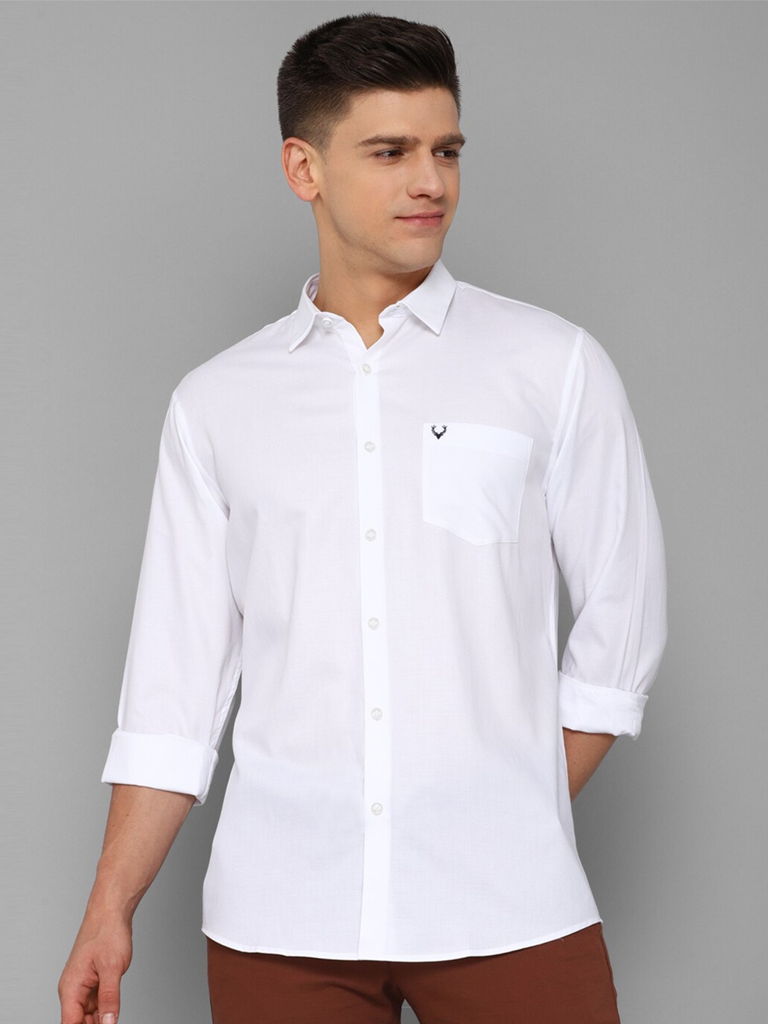 

Allen Solly Men White Solid Slim Fit Casual Shirt