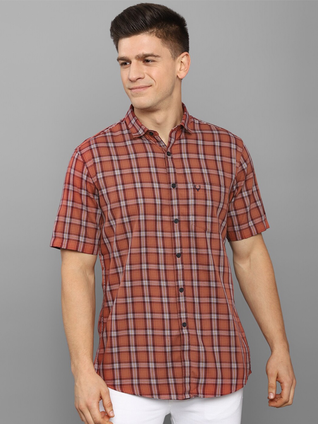 

Allen Solly Men Brown Slim Fit Tartan Checked Casual Shirt