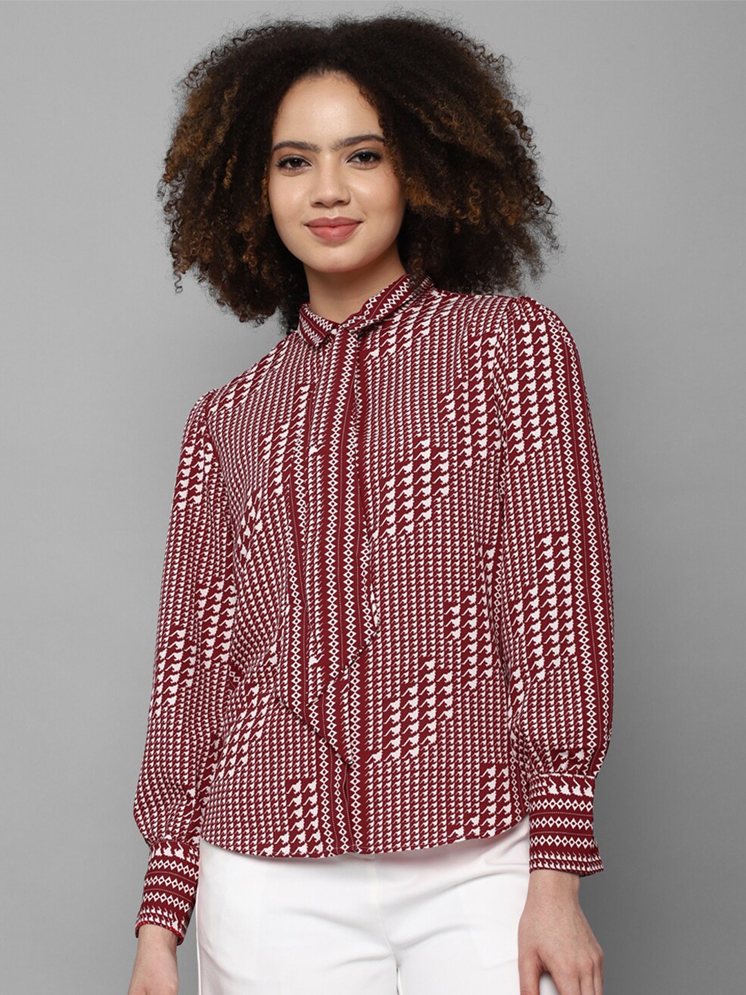 

Allen Solly Woman Women Maroon Regular Fit Printed Casual Shirt
