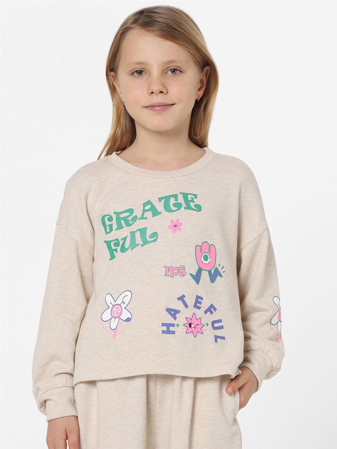 

KIDS ONLY Girls Beige Printed Sweatshirt