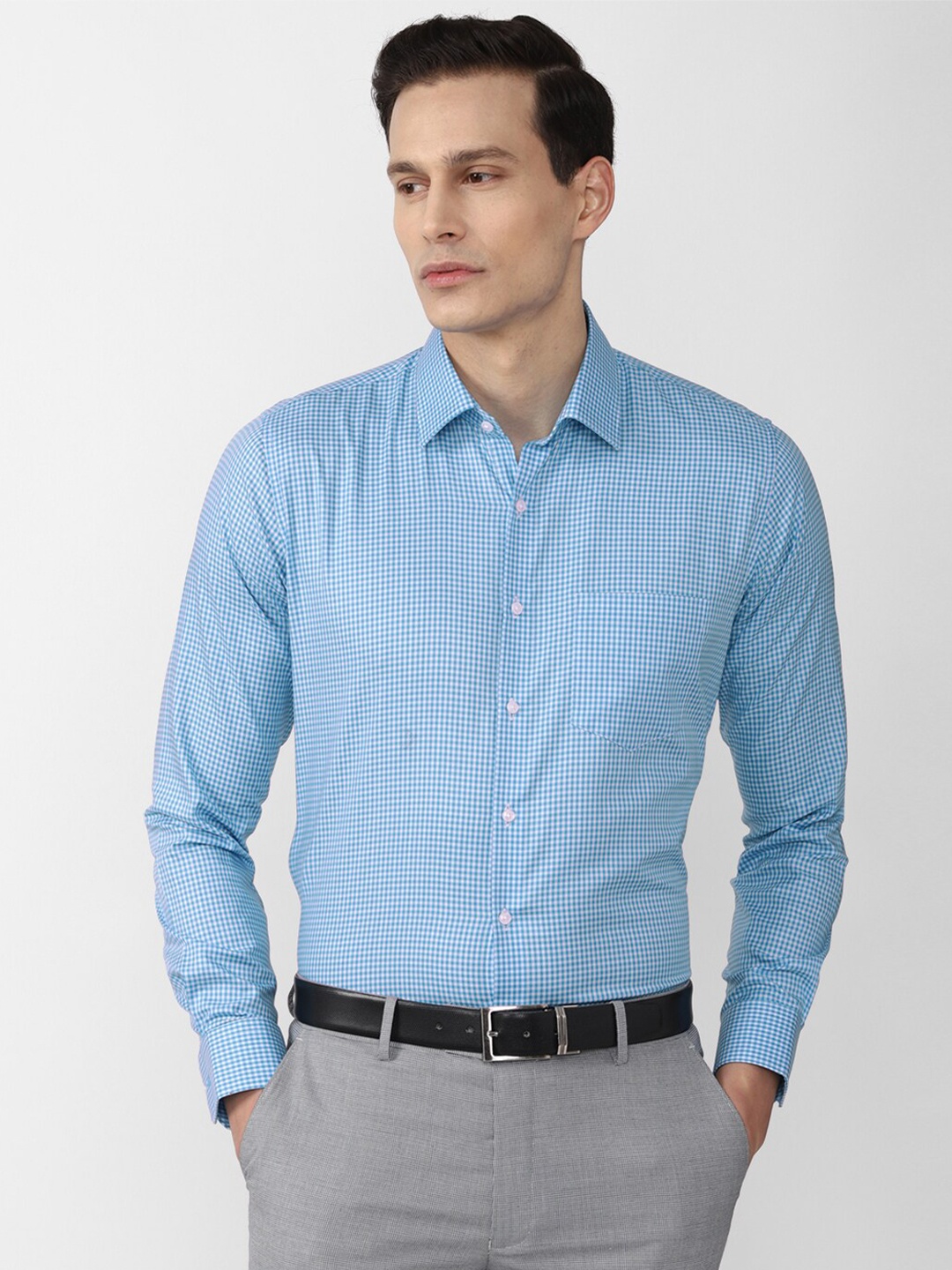 

Van Heusen Men Blue Slim Fit Checked Casual Shirt