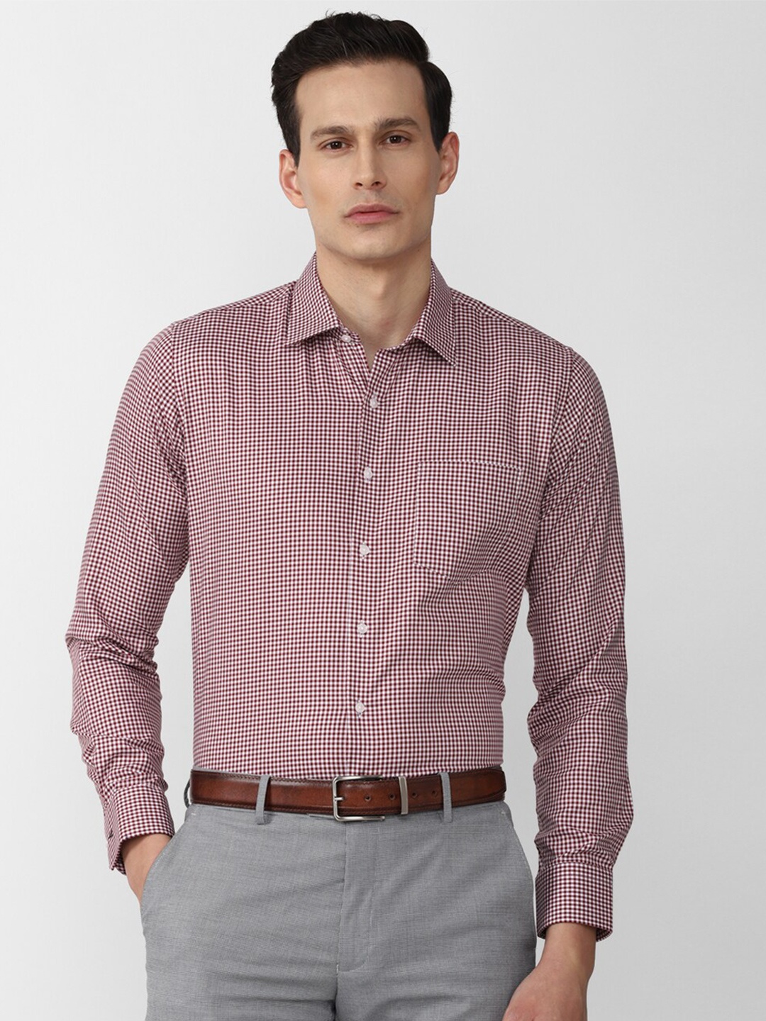 

Van Heusen Men Pink Slim Fit Micro Checked Formal Shirt