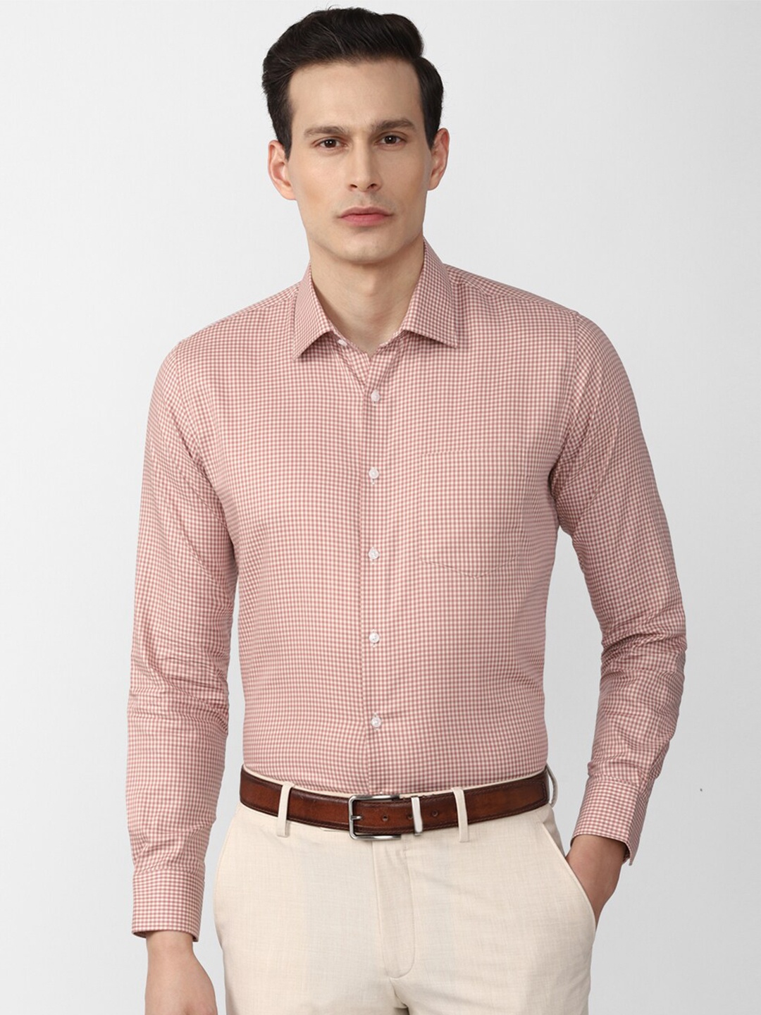 

Van Heusen Men Peach-Coloured Slim Fit Casual Shirt