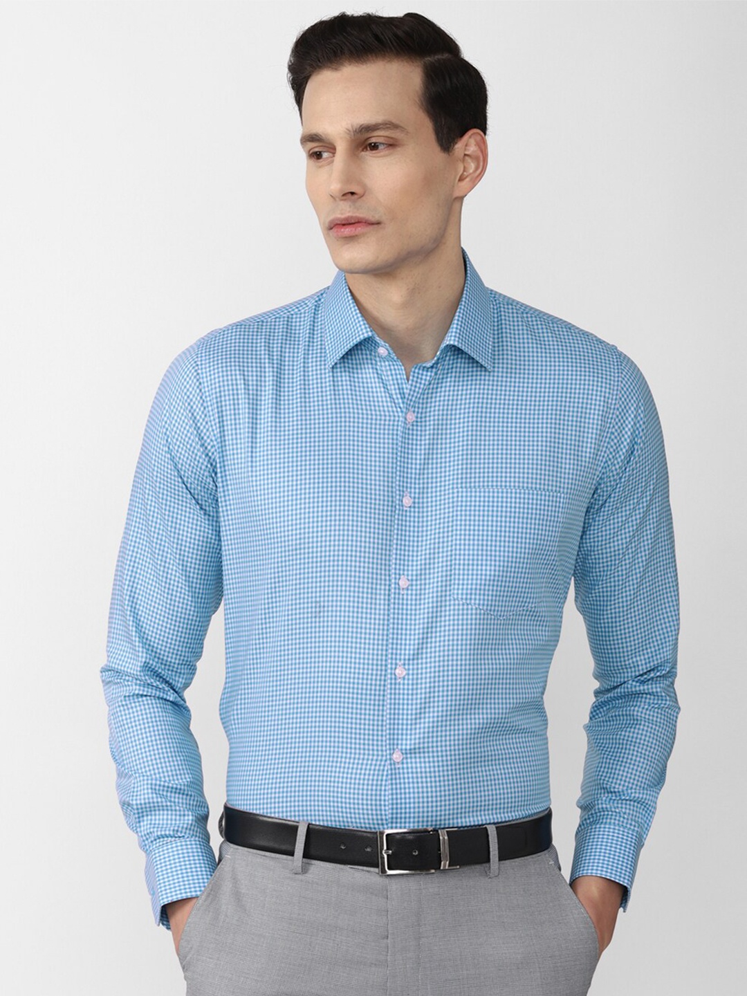 

Van Heusen Men Blue Micro Check Slim Fit Casual Shirt