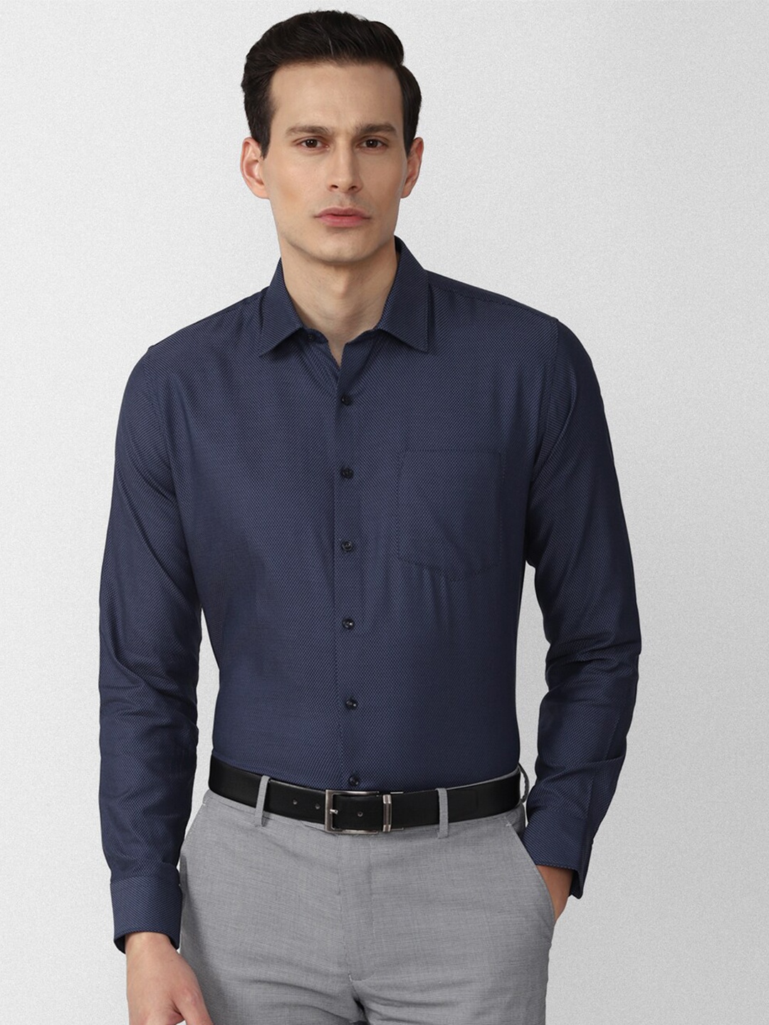 

Van Heusen Men Navy Blue Slim Fit Casual Shirt