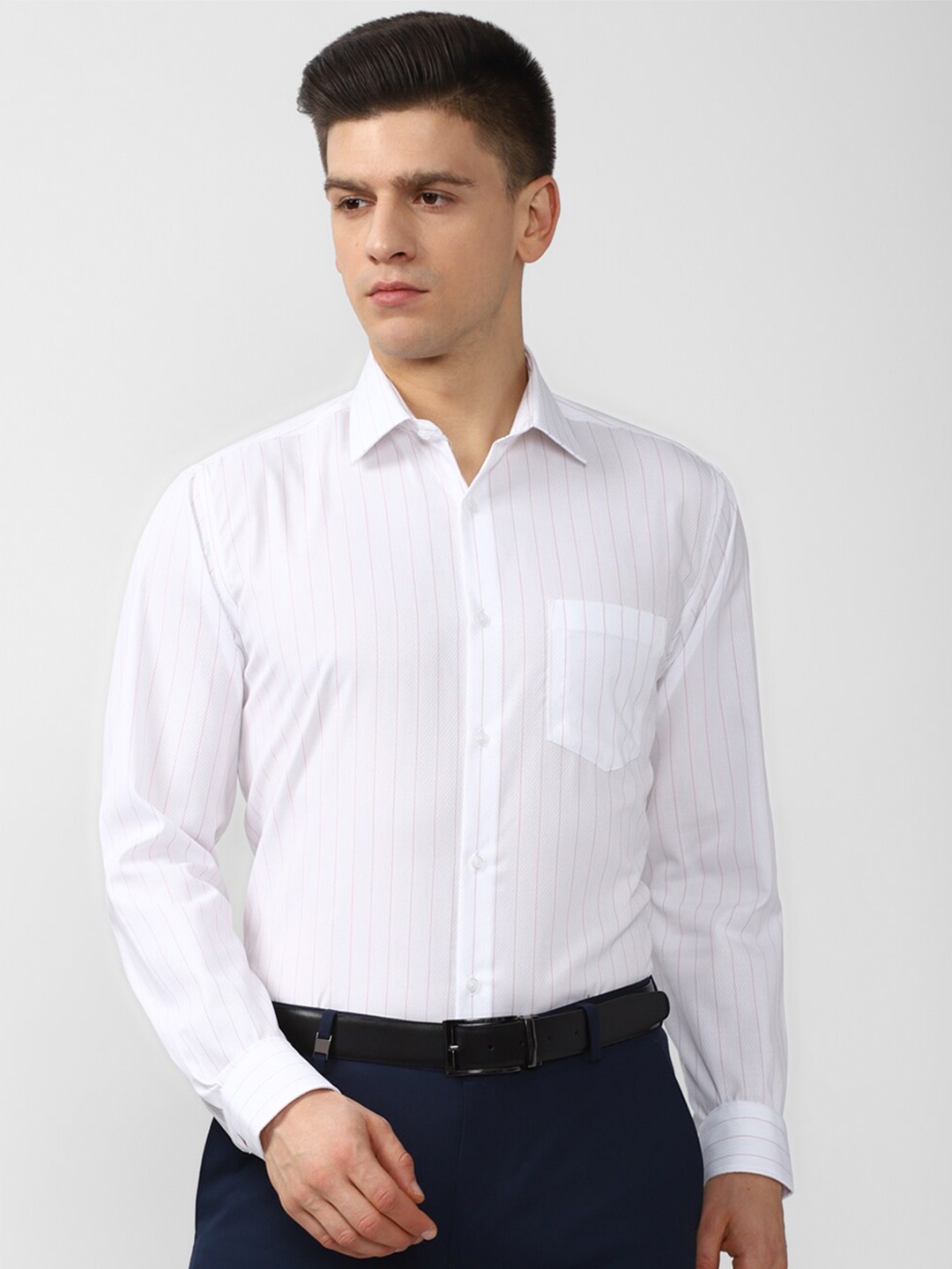 

Van Heusen Men White Striped Casual Shirt