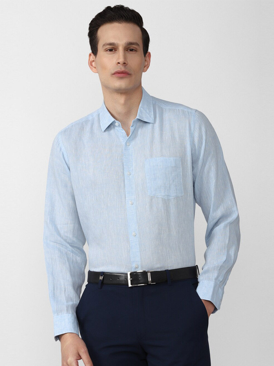

Van Heusen Men Blue Formal Linen Shirt