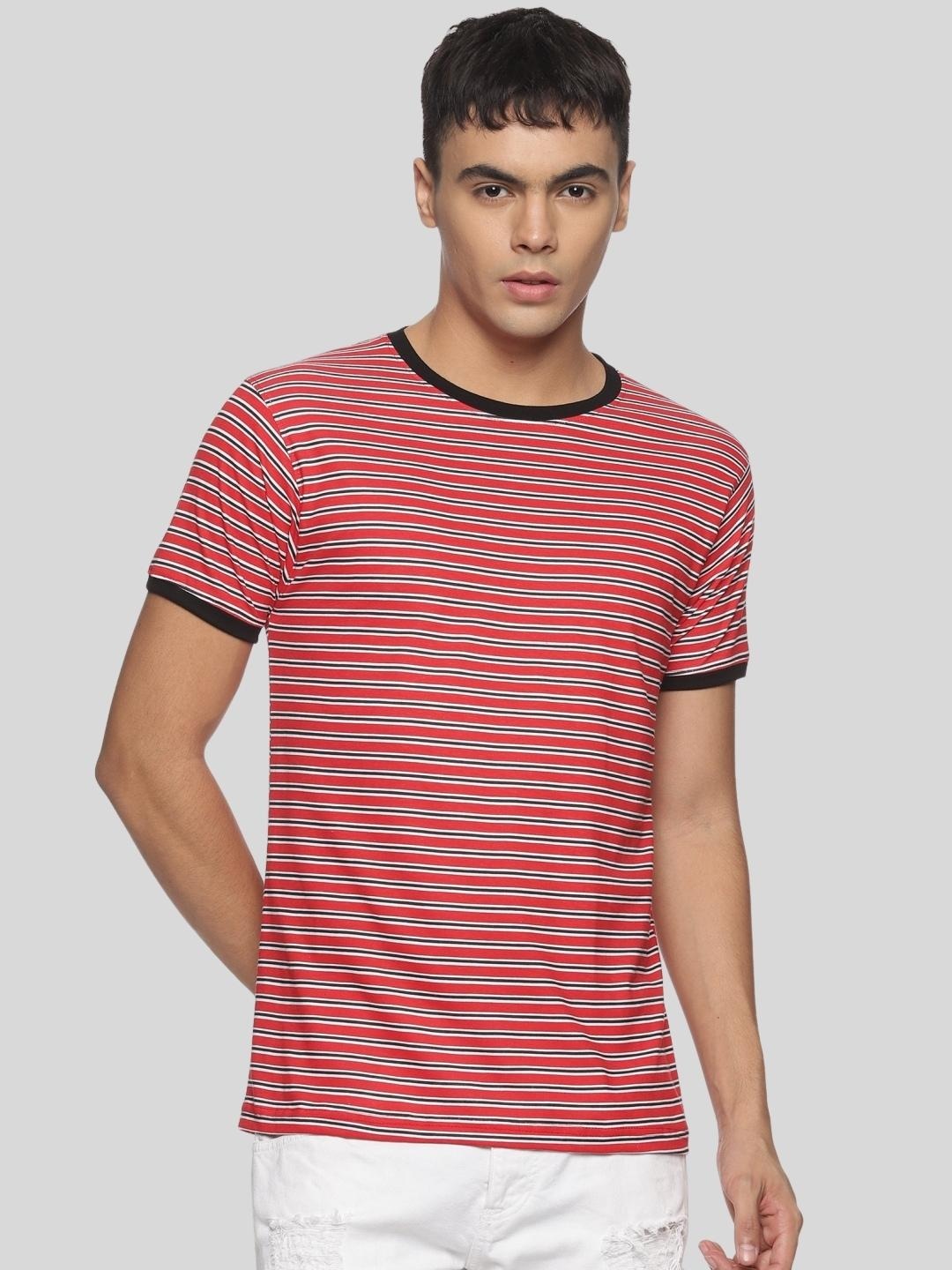 

DEZANO Men Red Striped T-shirt