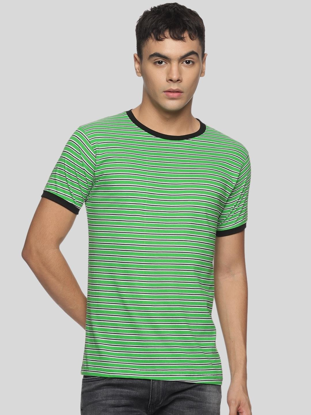 

DEZANO Men Green Striped T-shirt