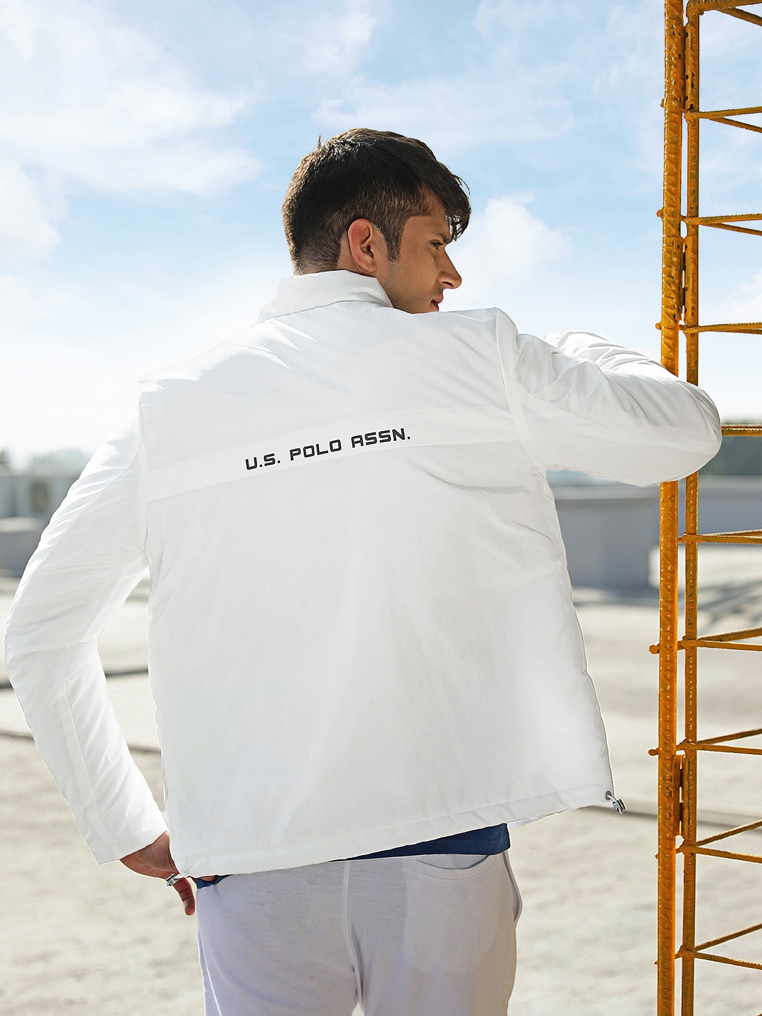 

U.S. Polo Assn. Denim Co. Men Brand Logo Printed Padded Jacket, White