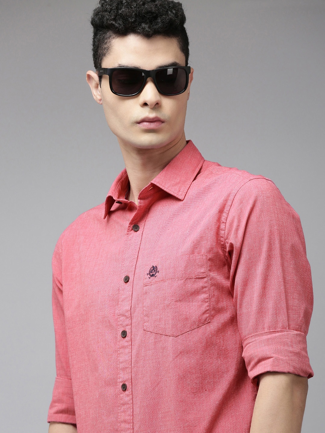 

U S Polo Assn Men Red Solid Tailored Fit Pure Cotton Casual Shirt