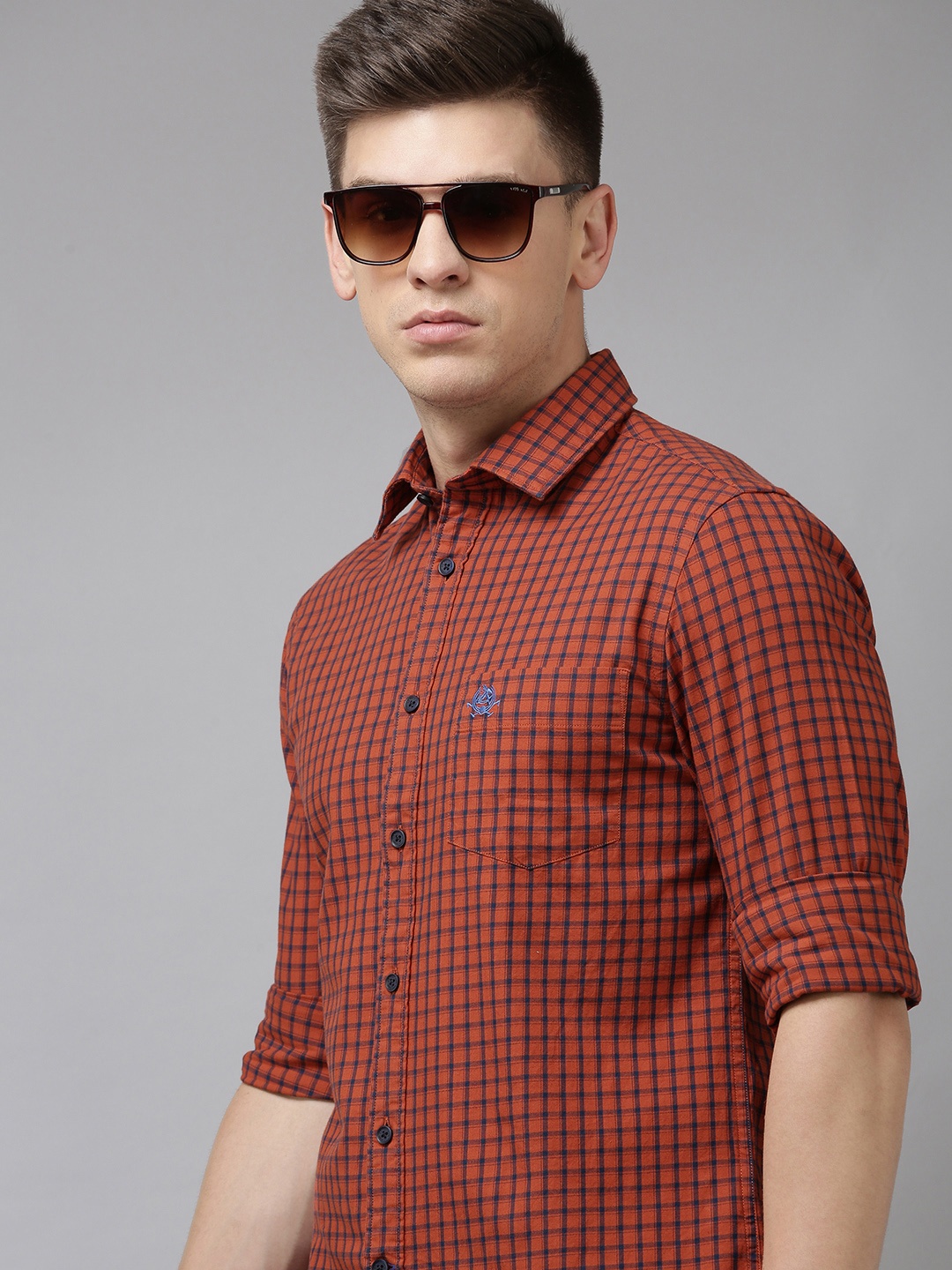 

U.S. Polo Assn. Men Red Tailored Fit Checked Pure Cotton Casual Shirt