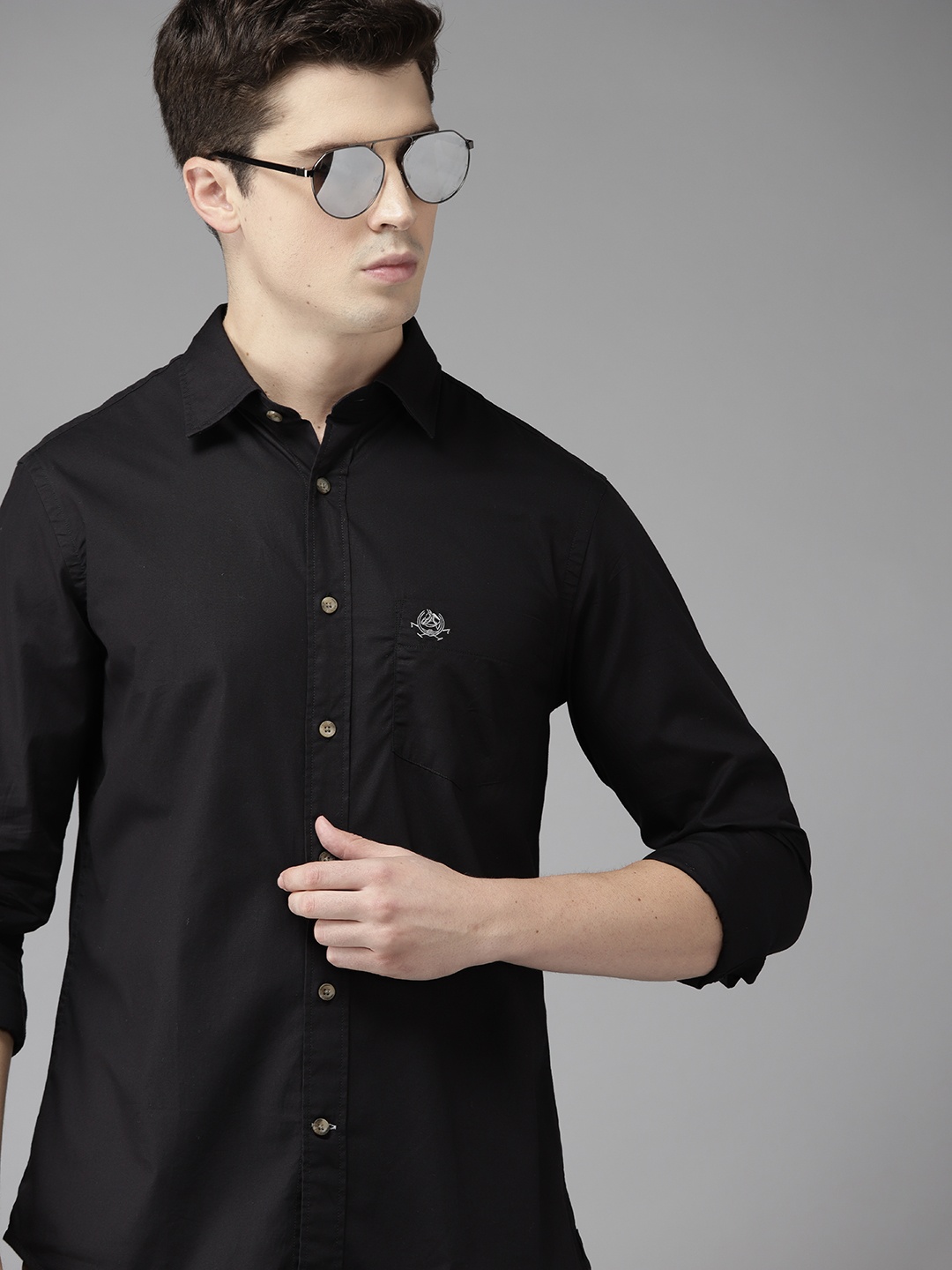 

U S Polo Assn Men Black Casual Pure Cotton Shirt