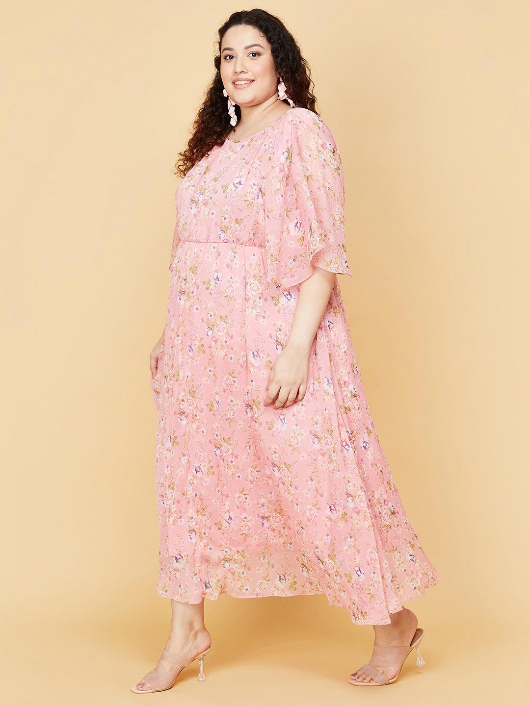 

max Women Pink & Purple Floral Printed A-Line Dress