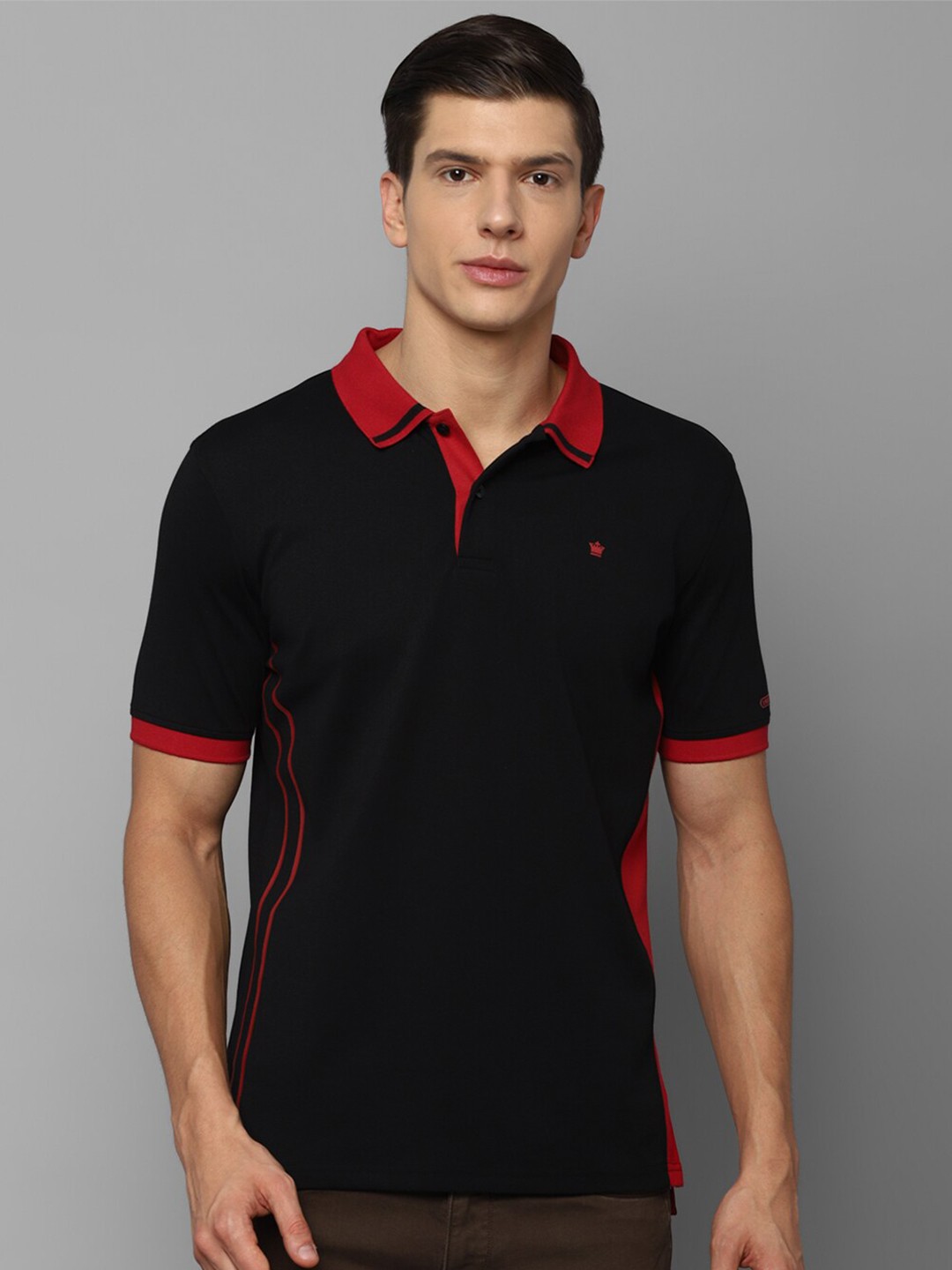 

Louis Philippe Men Black Polo Collar Applique T-shirt
