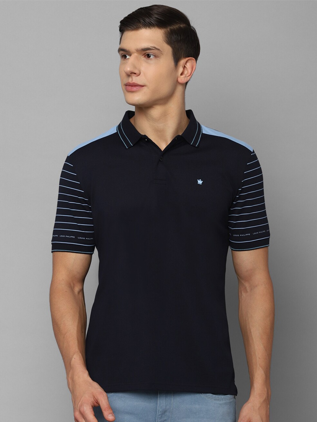 

Louis Philippe Men Navy Blue Polo Collar T-shirt