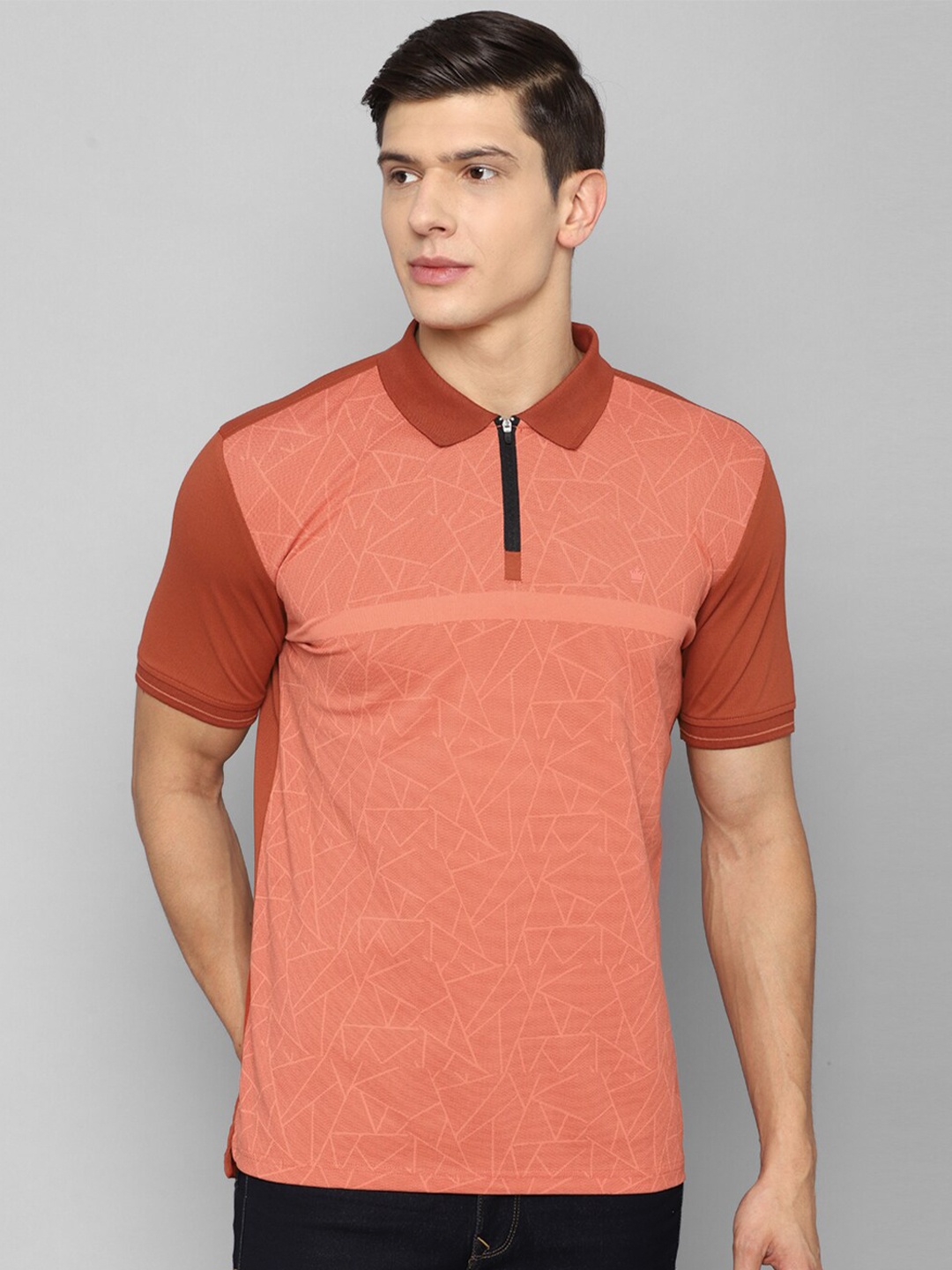 

Louis Philippe Men Orange Polo Collar T-shirt