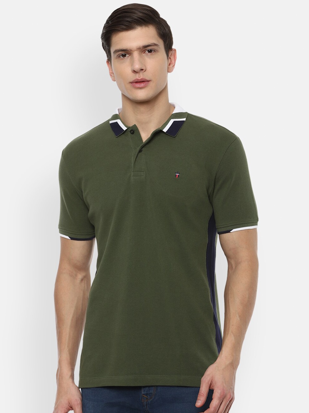 

Louis Philippe Sport Men Olive Green Polo Collar Slim Fit T-shirt
