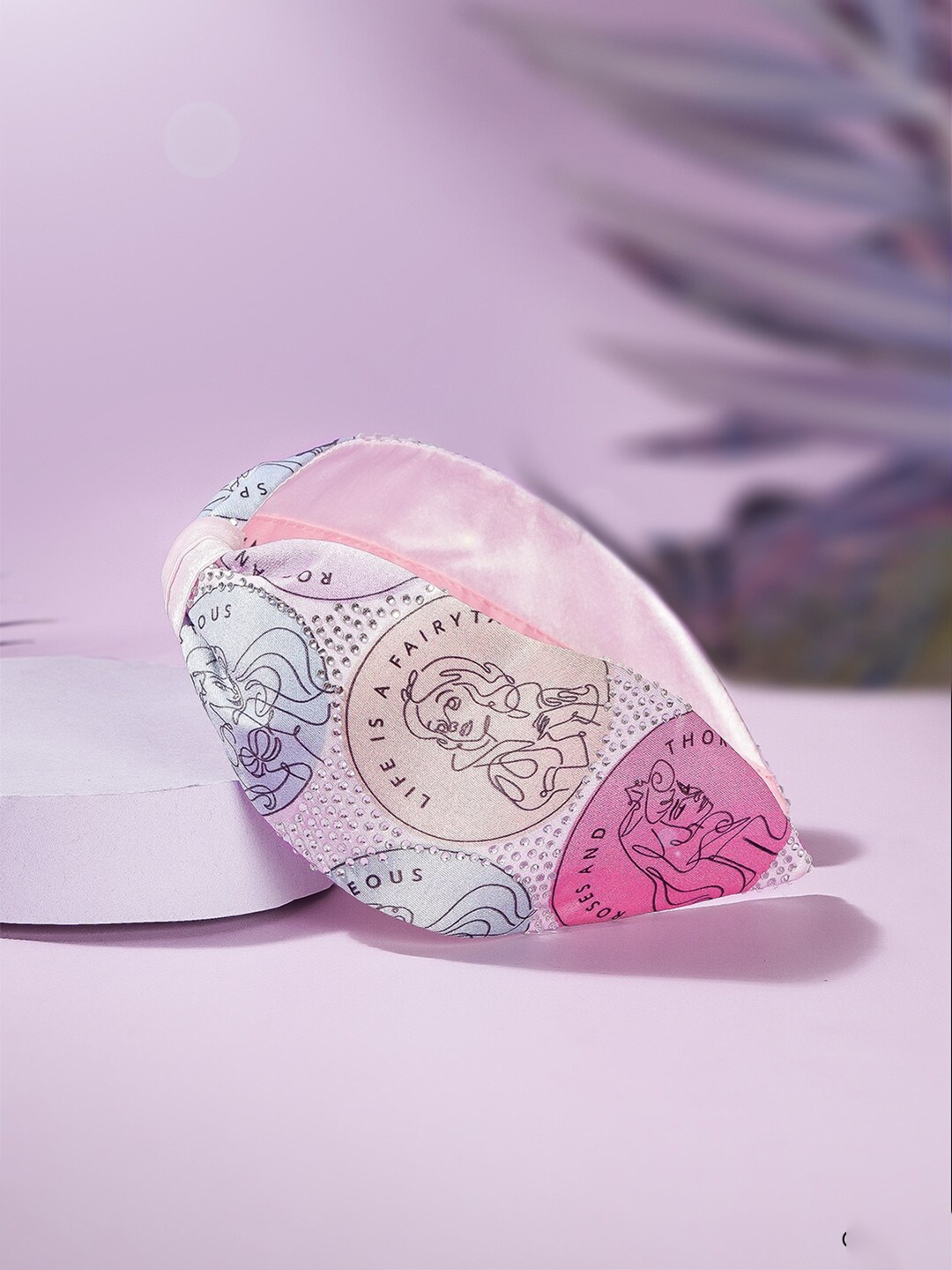 

HAIR DRAMA CO. Girls Silver-Toned & Pink Embellished Knotted Hairband