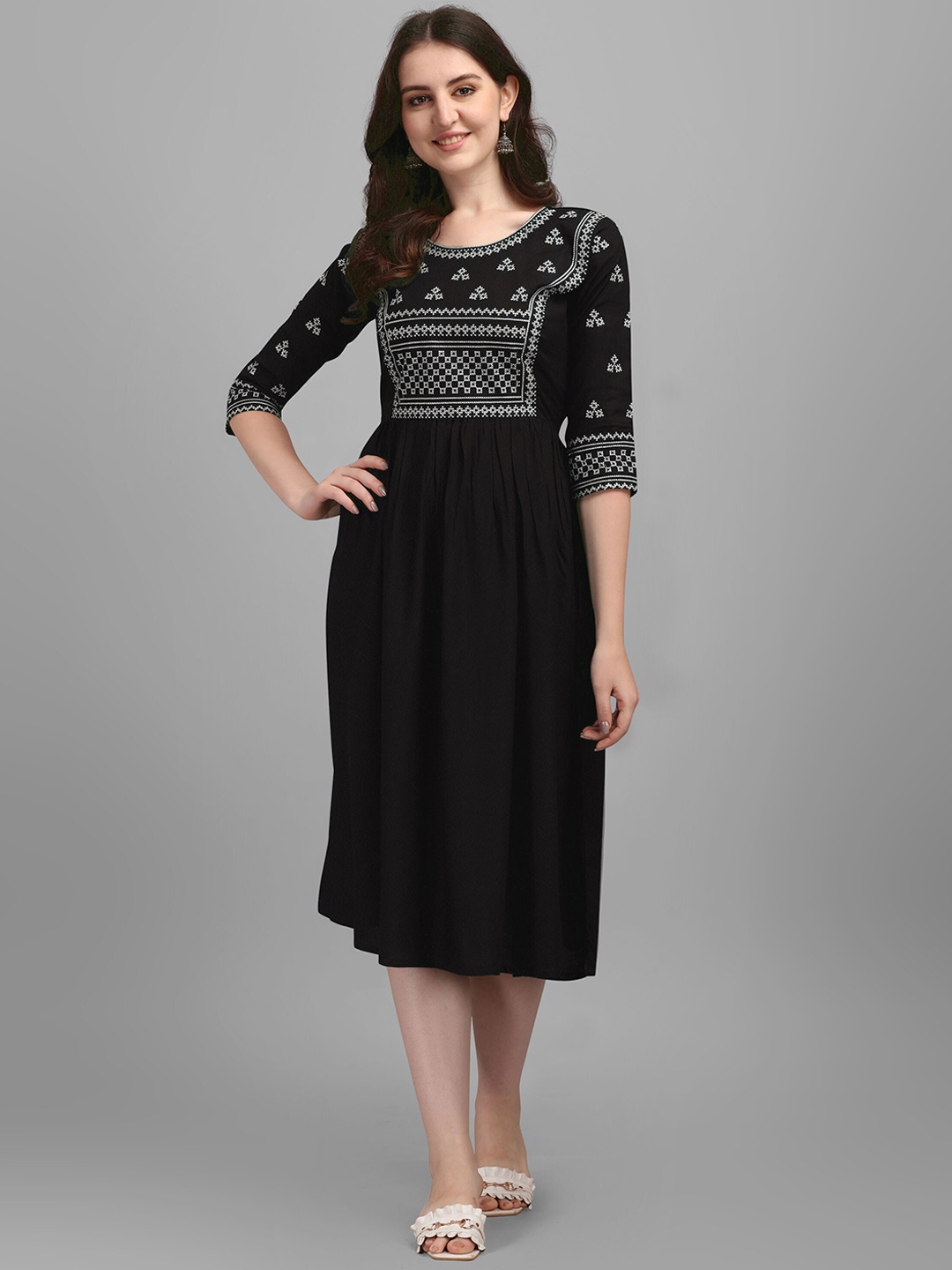 

FabFairy Women Black Ethnic Printed Kurta