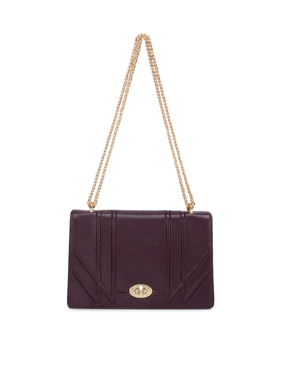 

Da Milano Burgundy Textured Leather Structured Sling Bag