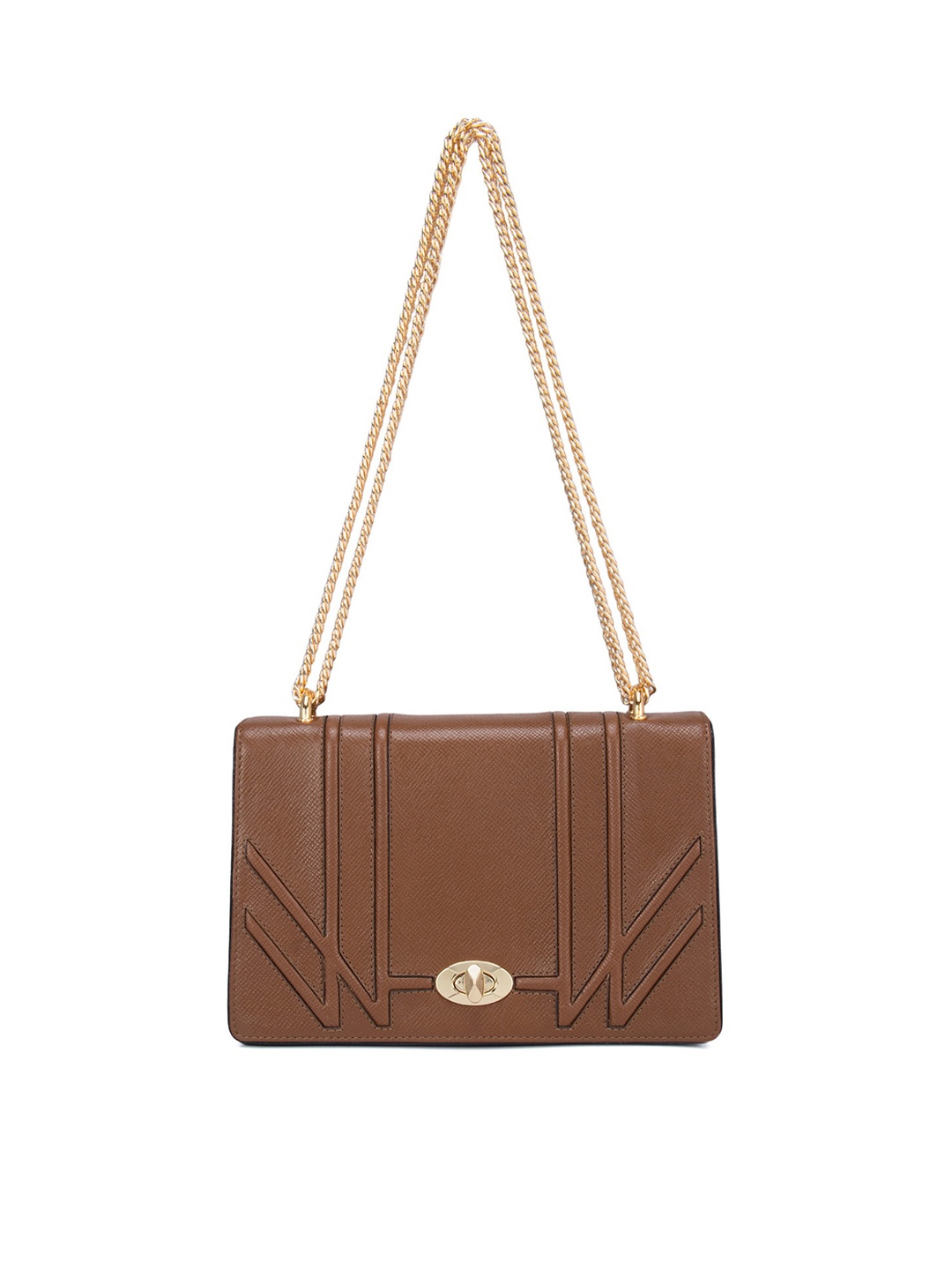 

Da Milano Brown Textured Leather Structured Shoulder Bag