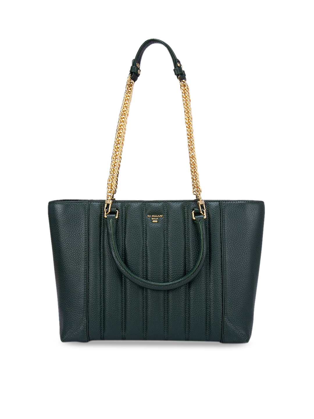 

Da Milano Green Textured Leather Structured Shoulder Bag