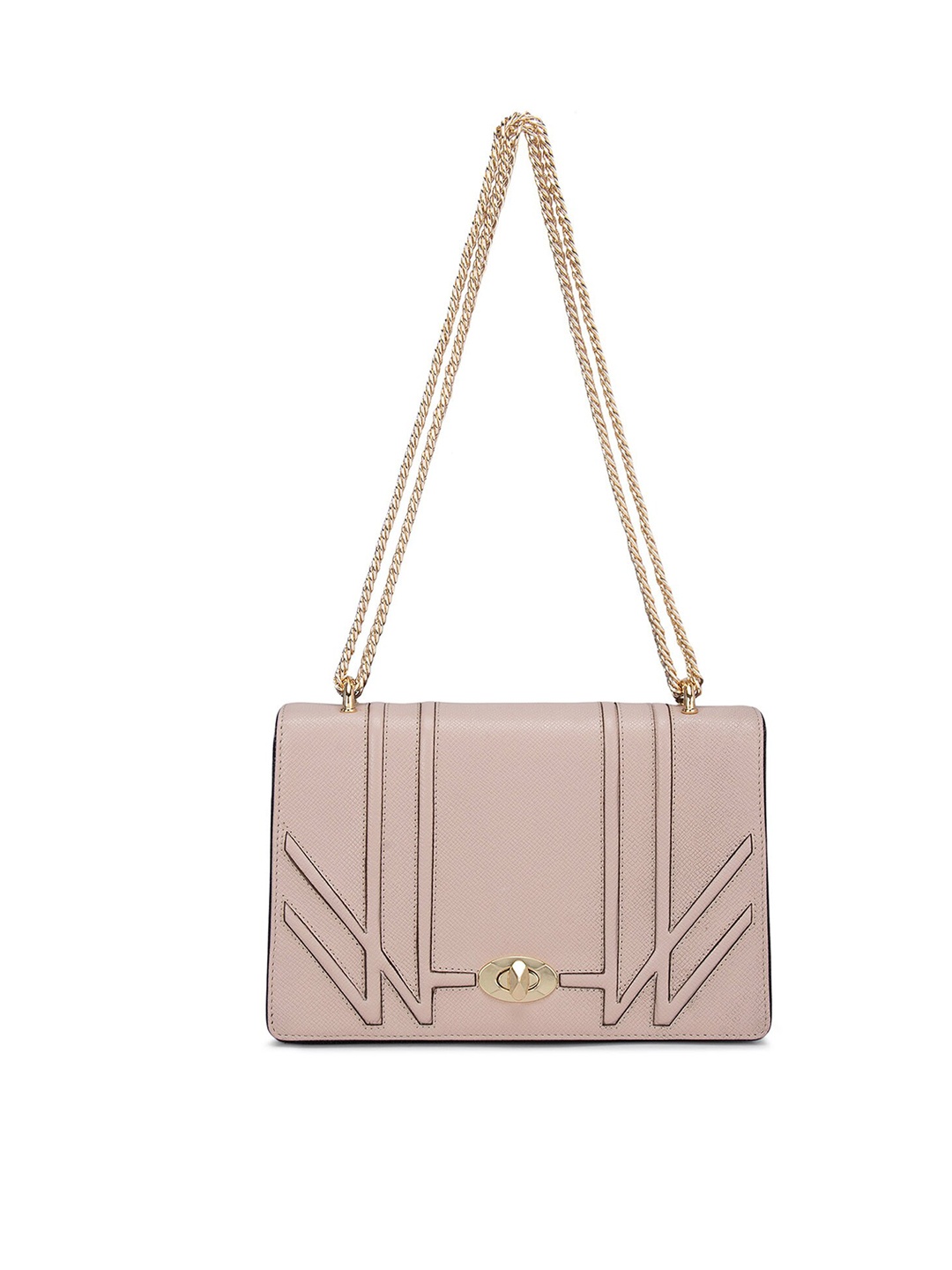 

Da Milano Pink Textured Leather Structured Shoulder Bag