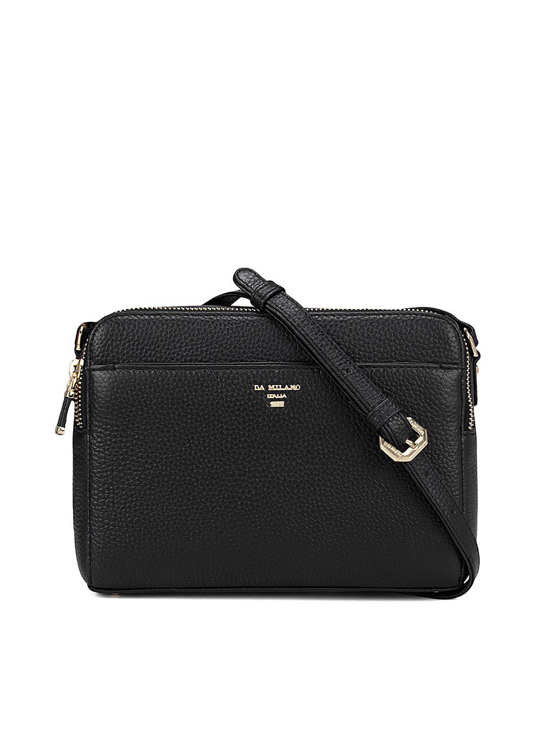 

Da Milano Black Leather Structured Sling Bag