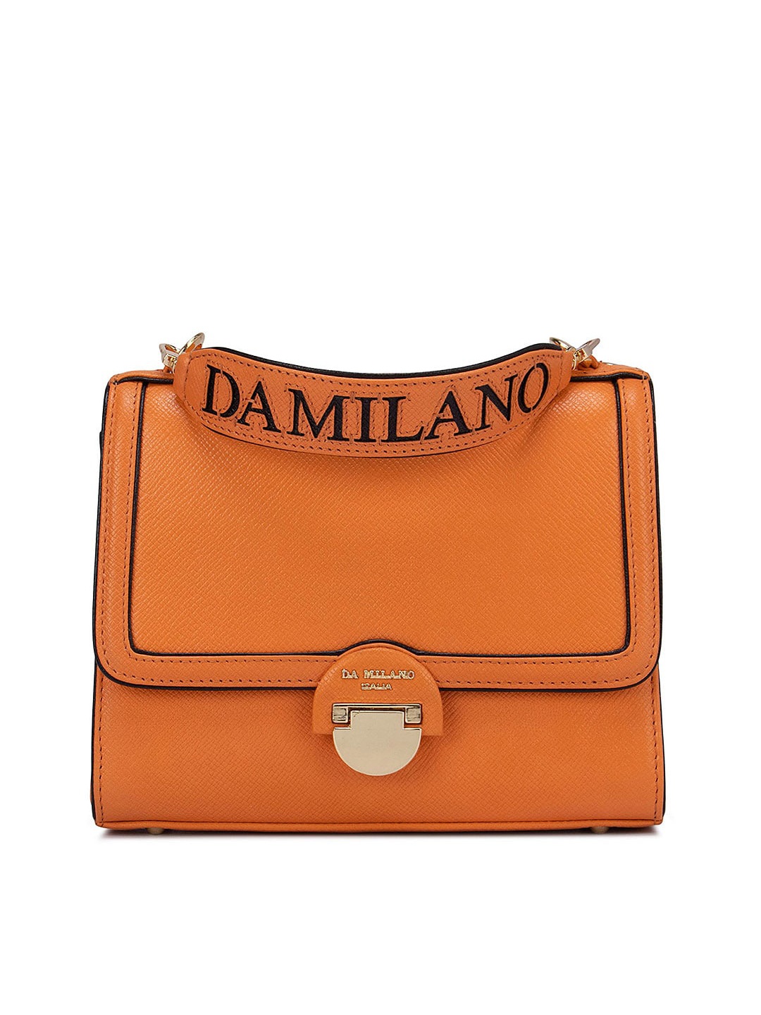 

Da Milano Orange Leather Structured Satchel