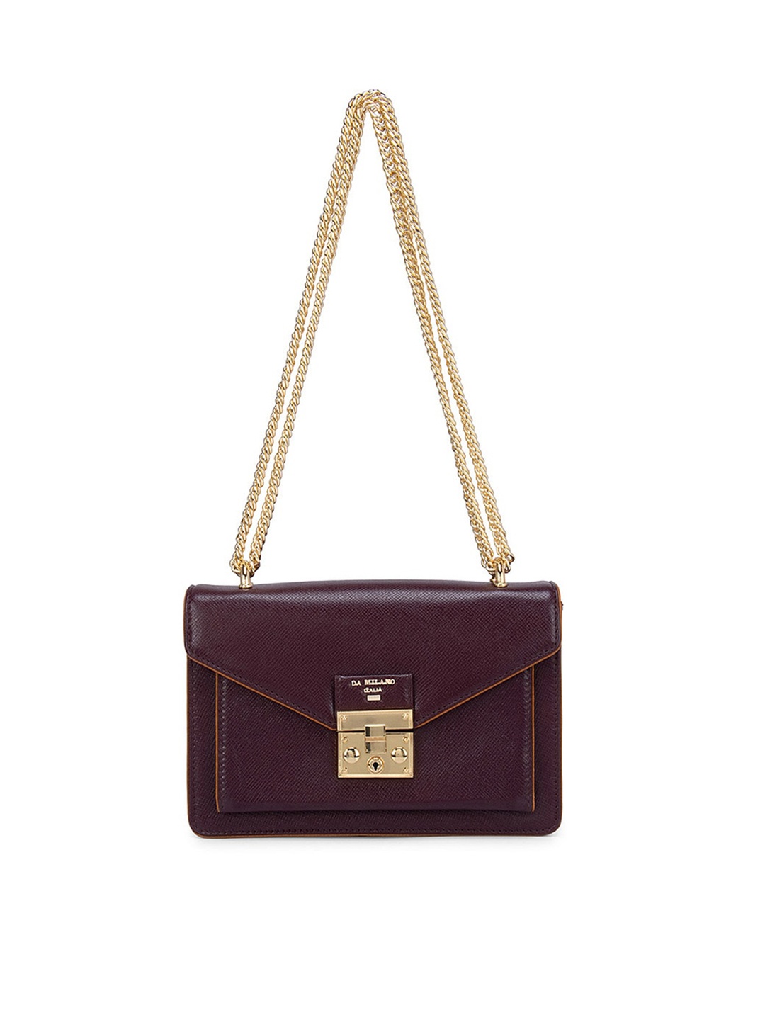 

Da Milano Burgundy Leather Structured Sling Bag