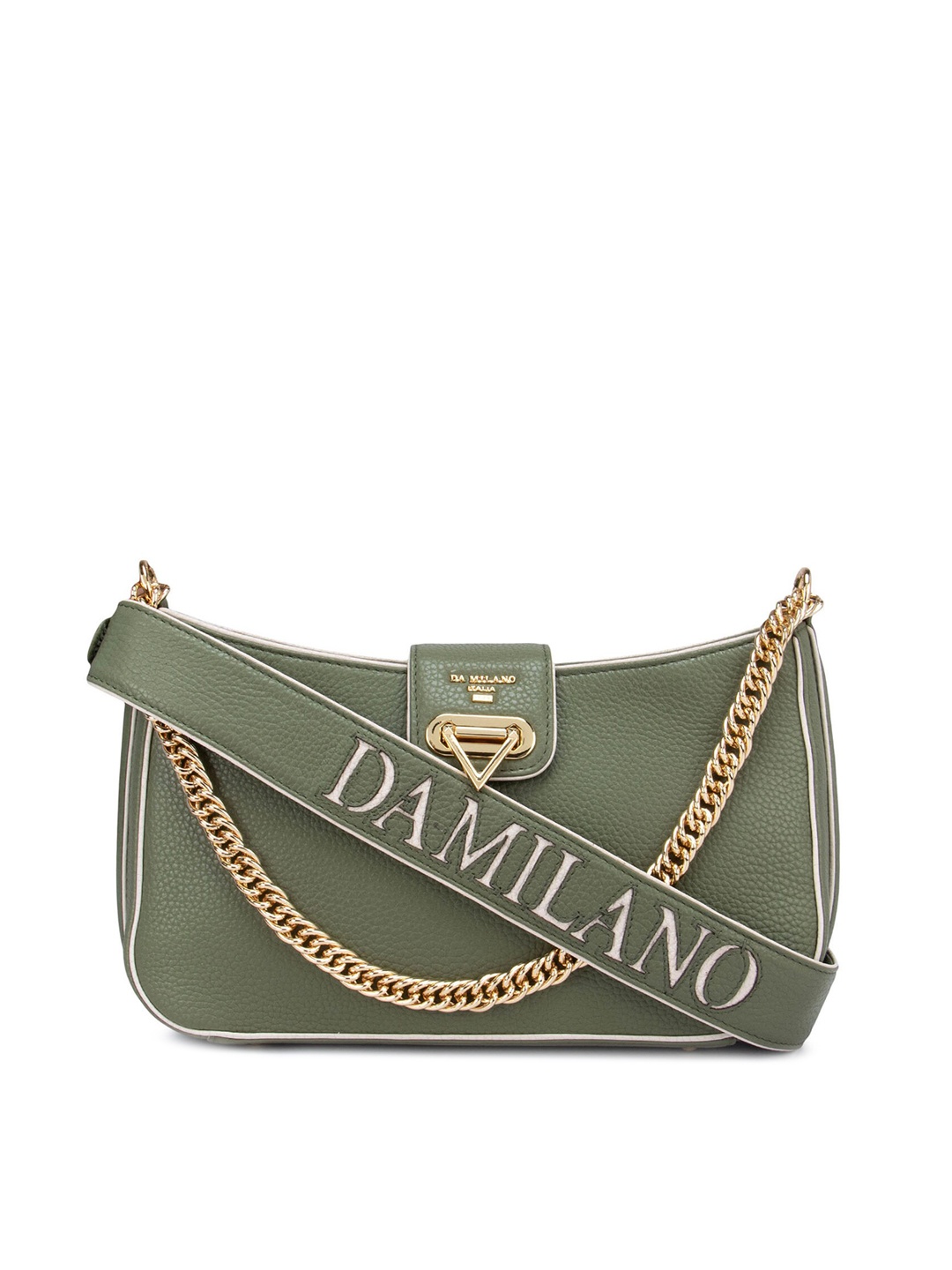 

Da Milano Green Leather Structured Sling Bag