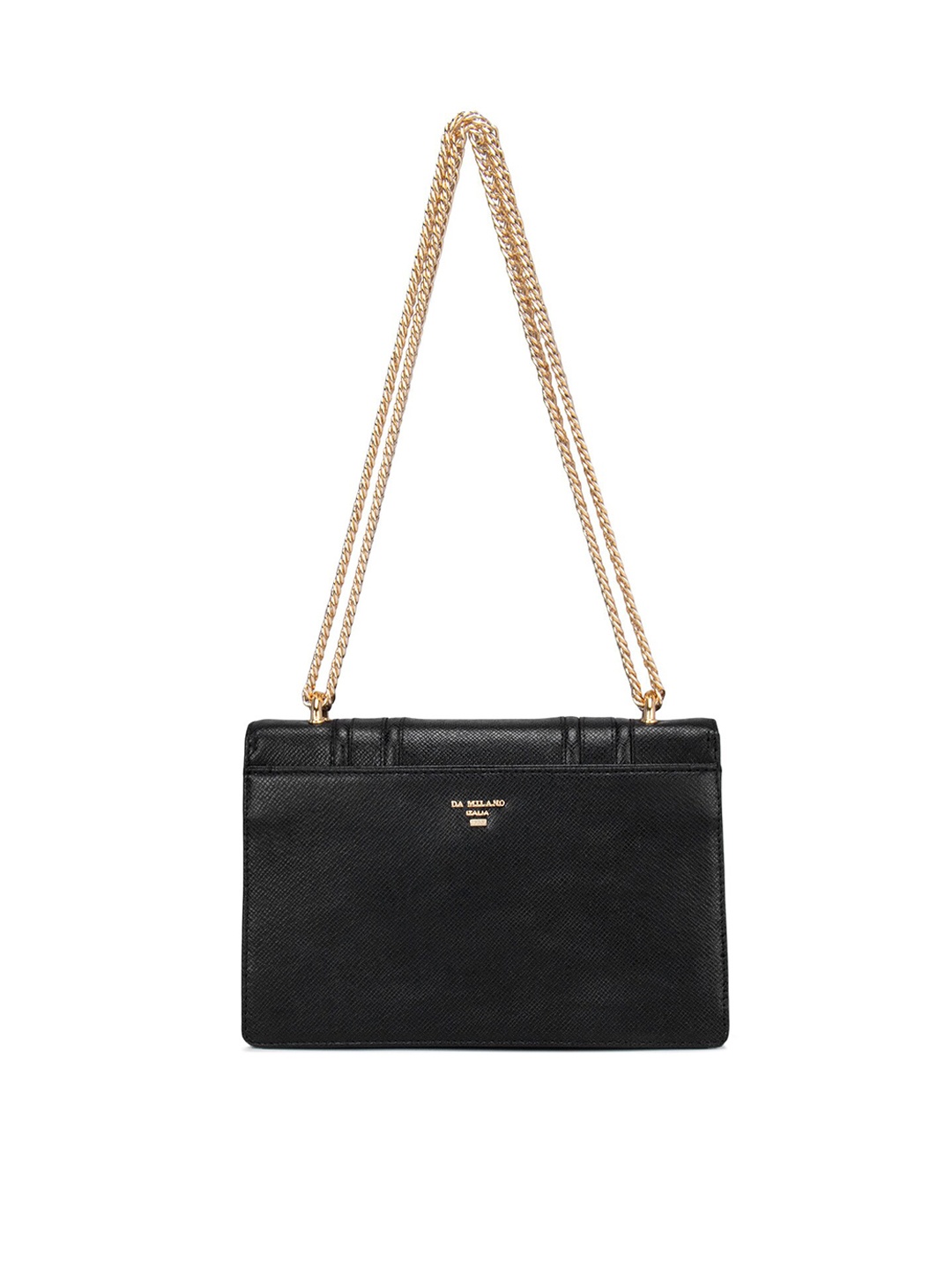 

Da Milano Black Textured Leather Structured Shoulder Bag