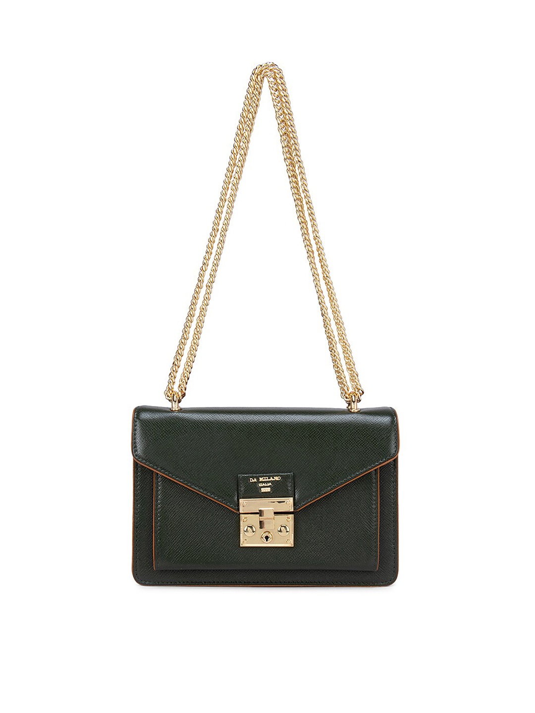 

Da Milano Green Textured Leather Structured Sling Bag