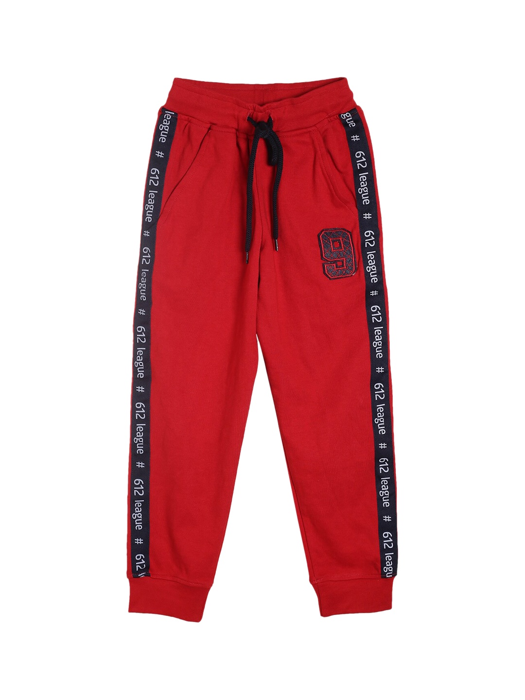 

612League Boys Red Printed Cotton Joggers