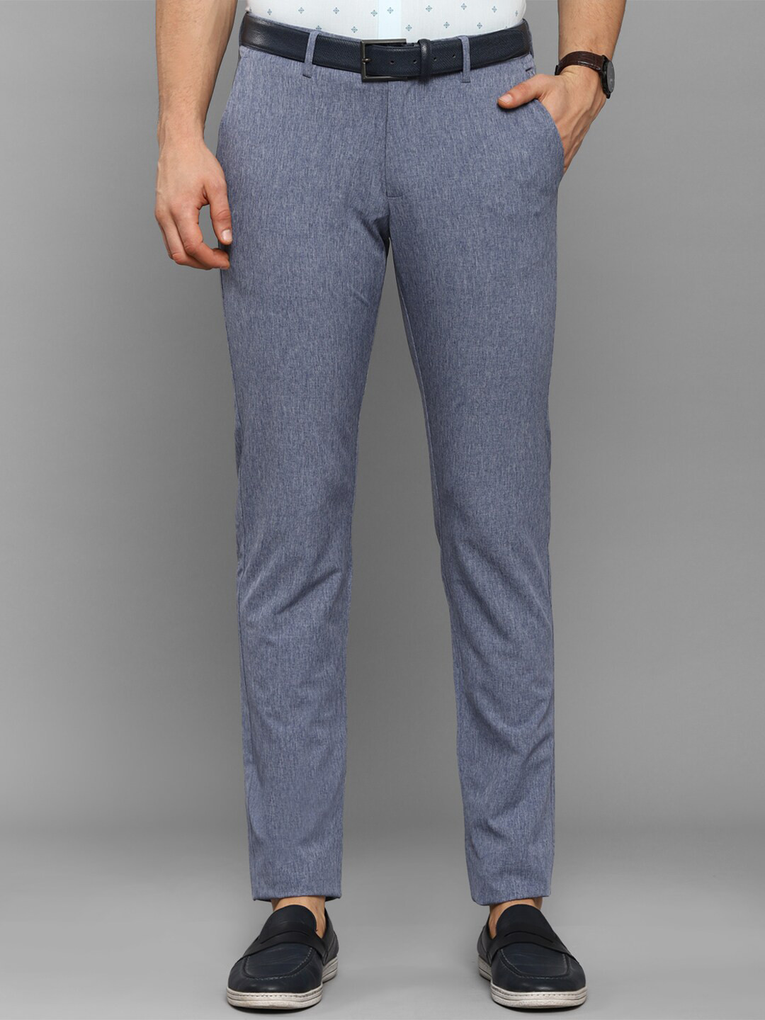 

Allen Solly Men Blue Textured Slim Fit Trousers