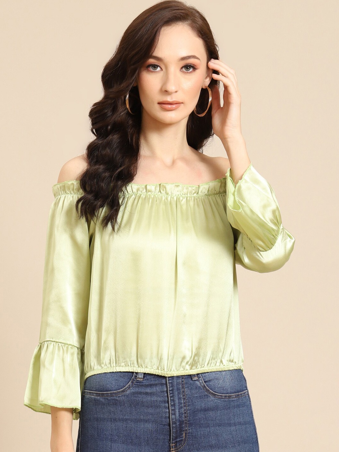 

DODO & MOA Green Off-Shoulder Bardot Top