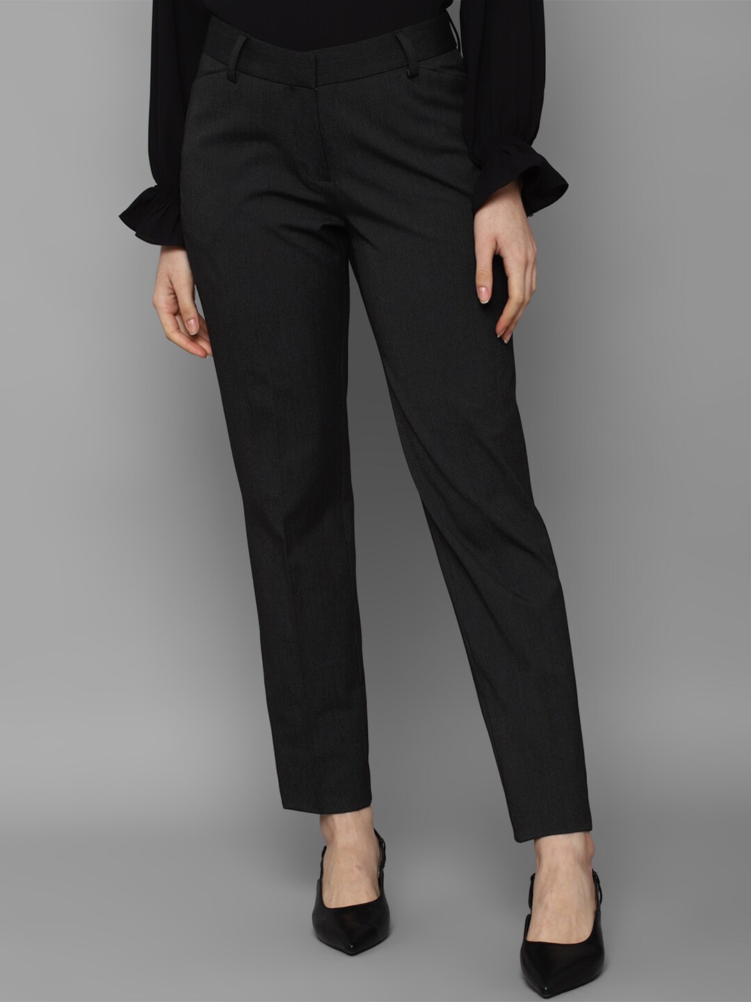 

Allen Solly Woman Women Grey Solid Regular Fit Trousers