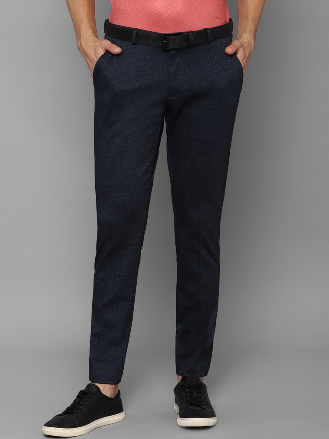 

Louis Philippe Sport Men Navy Blue Checked Slim Fit Trousers