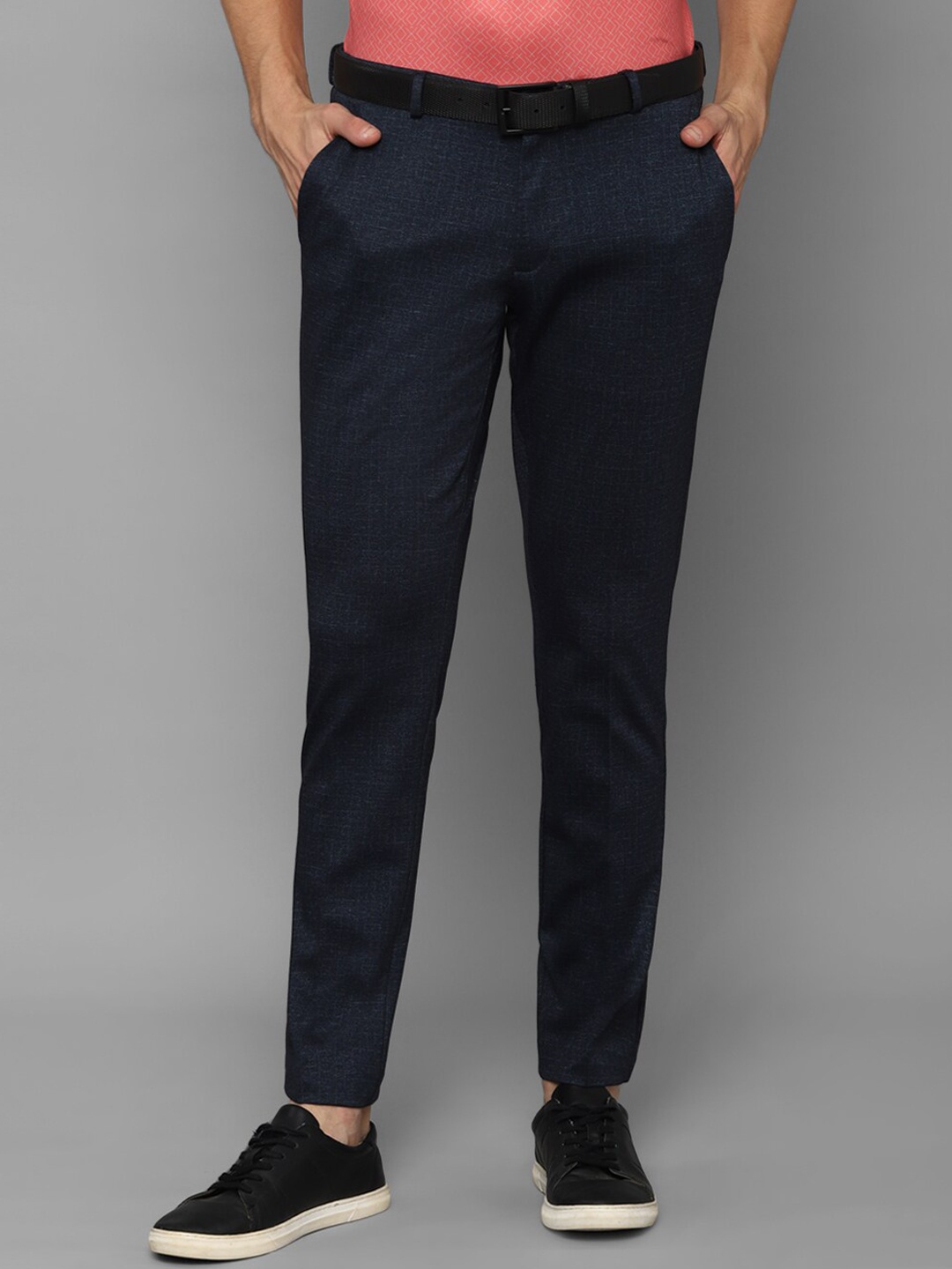 

Louis Philippe Sport Men Navy Blue Checked Slim Fit Trousers